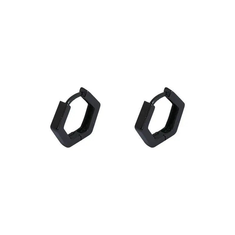 Black Hexagon Earrings ArtsKoreanMan