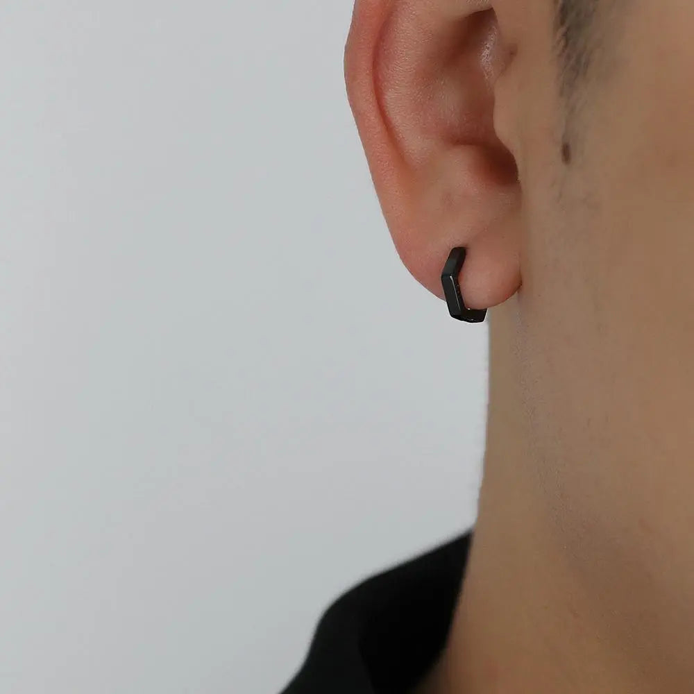 Black Hexagon Earrings ArtsKoreanMan
