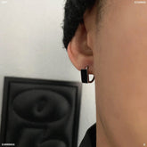 Black Square Earrings ArtsKoreanMan