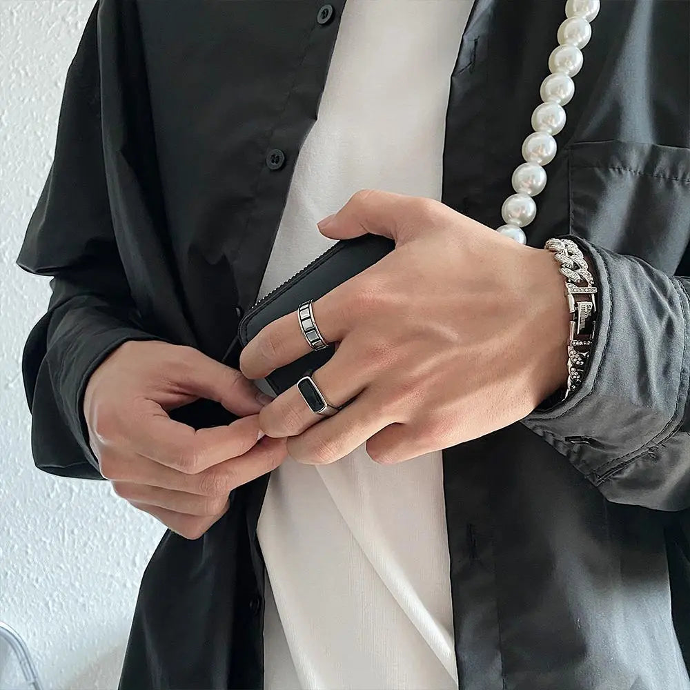 Black Titanium Steel Ring ArtsKoreanMan