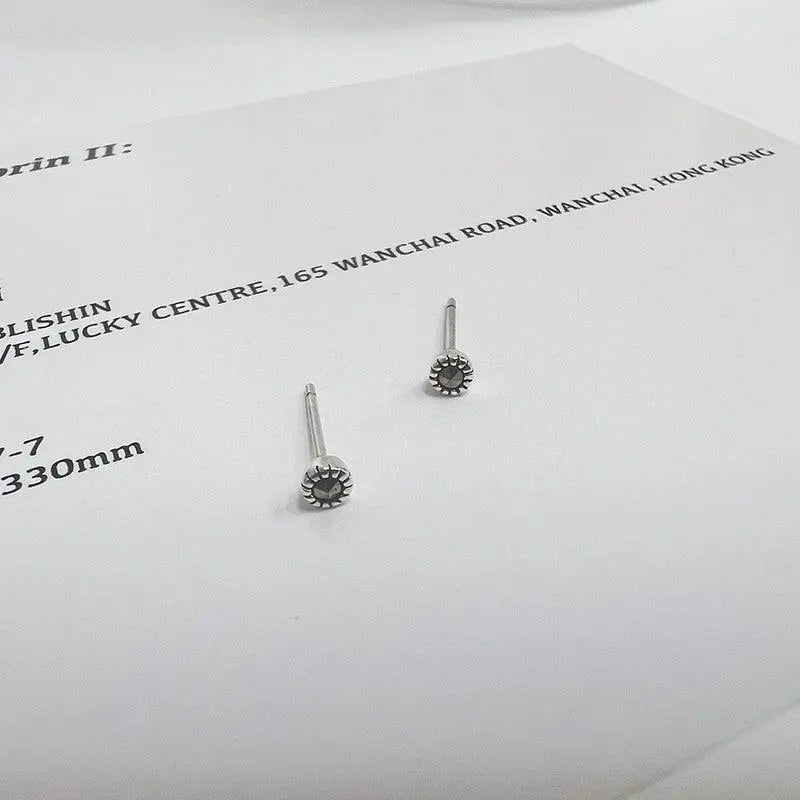 Black Zircon Stud Earrings ArtsKoreanMan