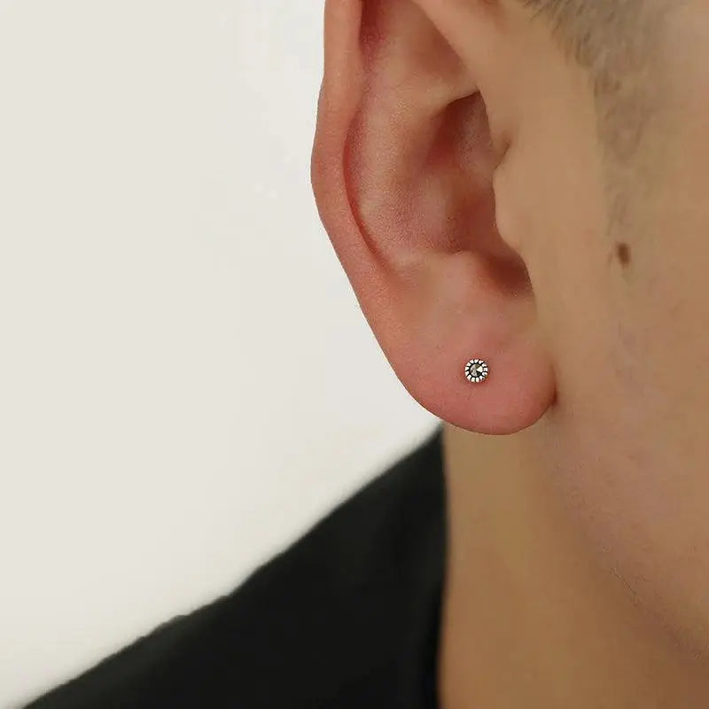 Black Zircon Stud Earrings ArtsKoreanMan