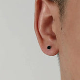 Black Round Ear Studs ArtsKoreanMan