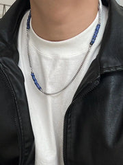 Blue Bead Stitching Necklace ArtsKoreanMan