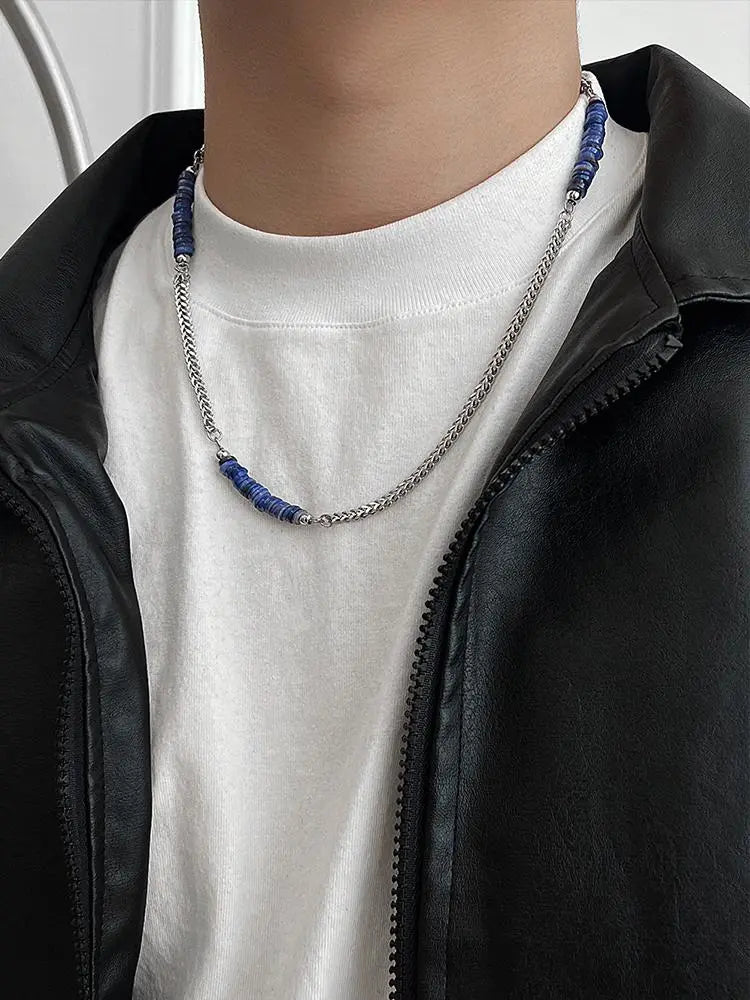 Blue Bead Stitching Necklace ArtsKoreanMan
