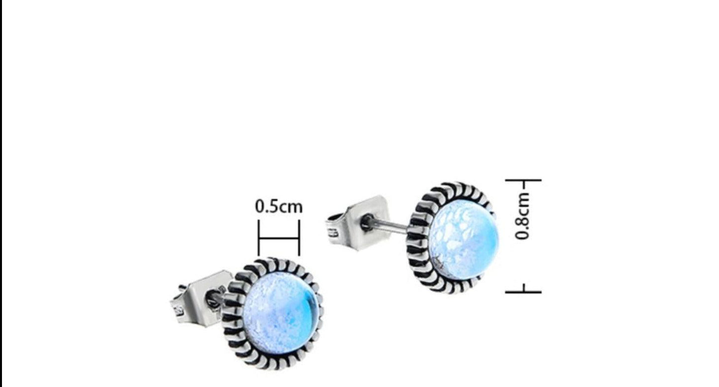 Blue Bead Stud Earrings ArtsKoreanMan