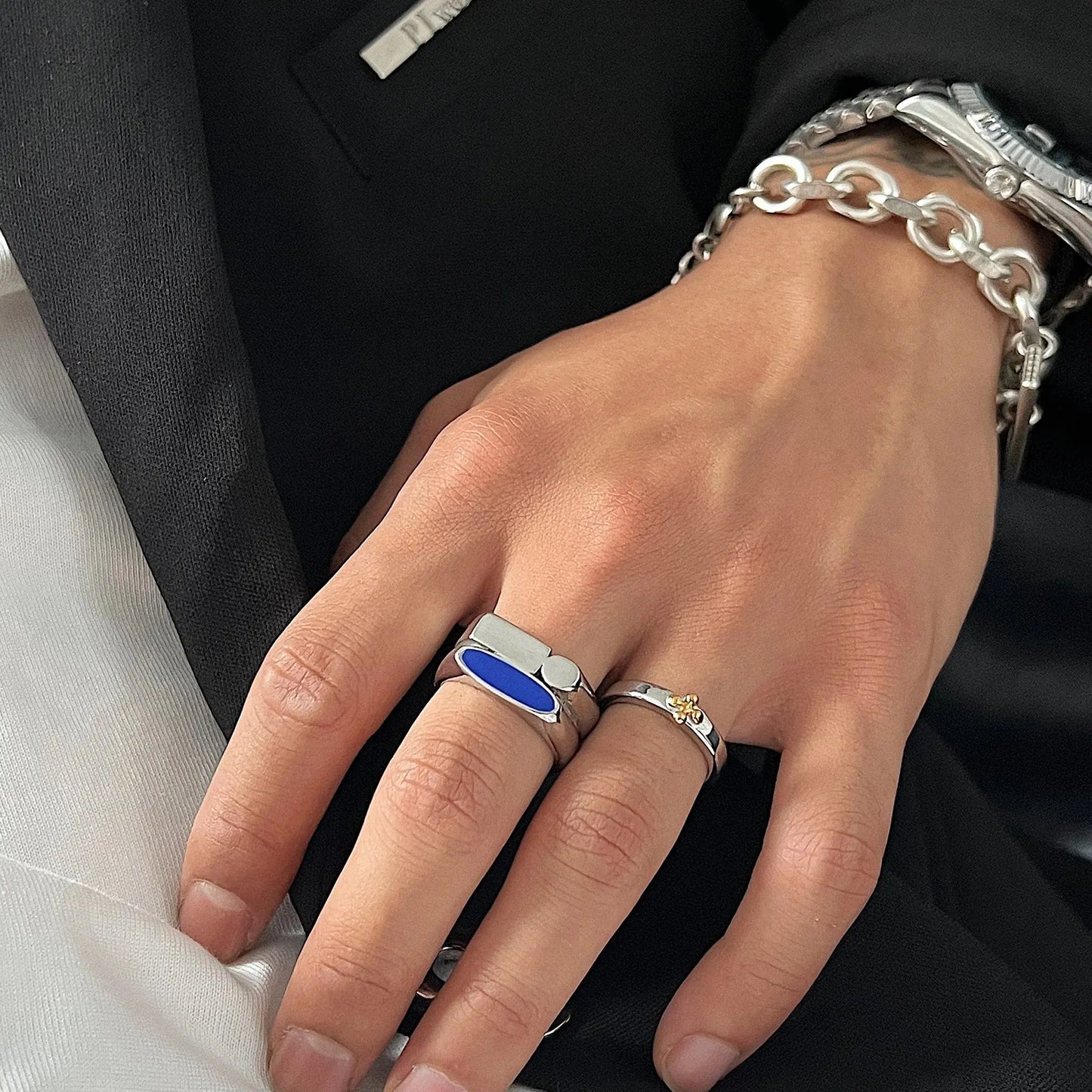 Blue Geometric Ring ArtsKoreanMan