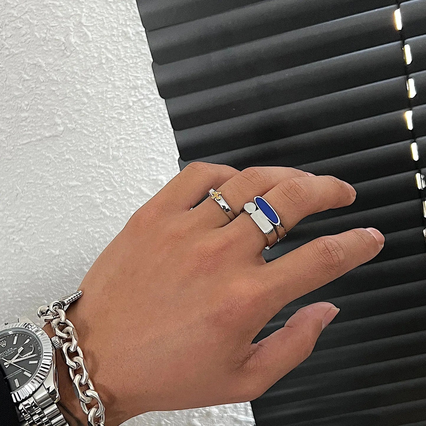 Blue Geometric Ring ArtsKoreanMan