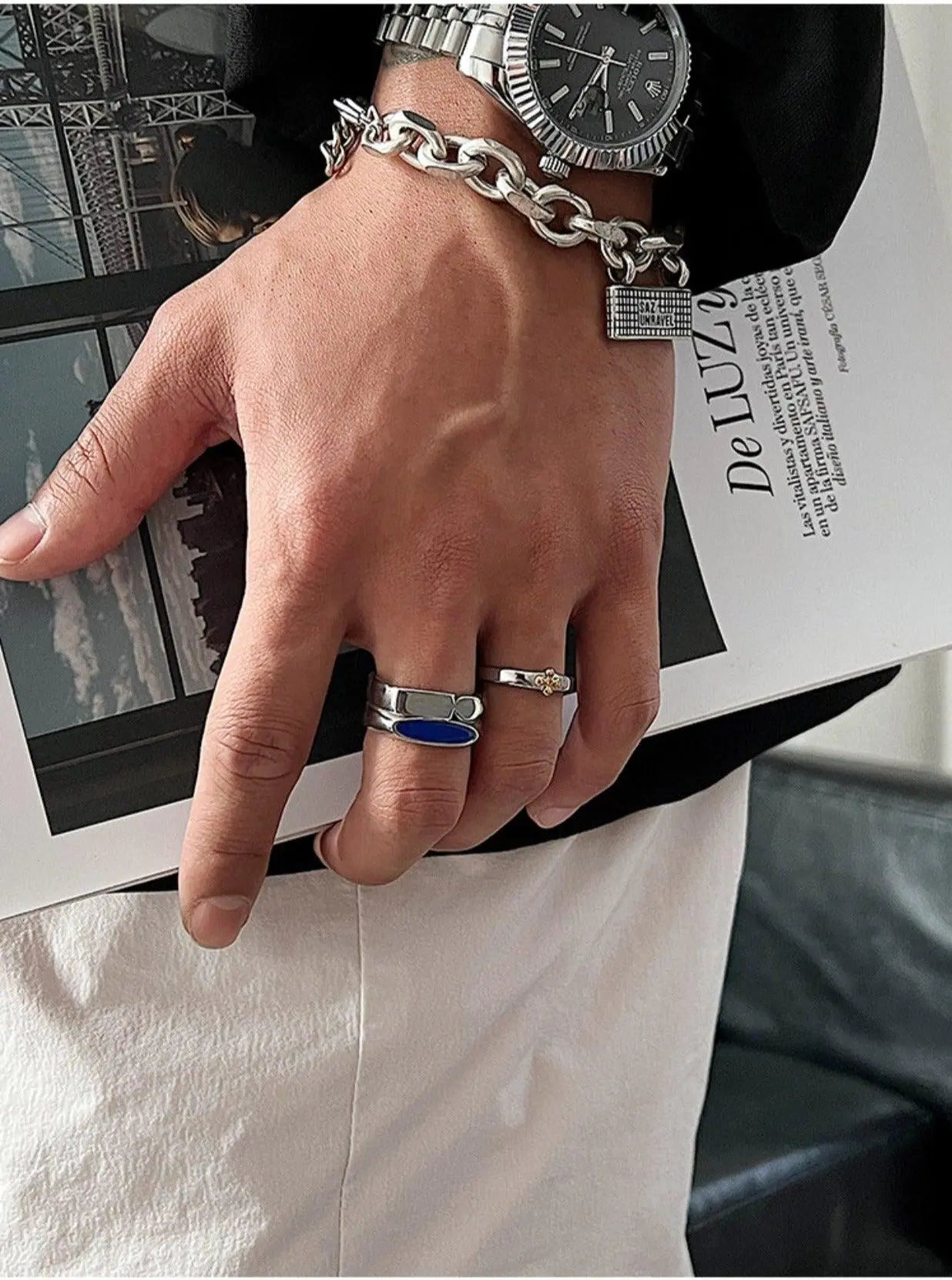 Blue Geometric Ring ArtsKoreanMan