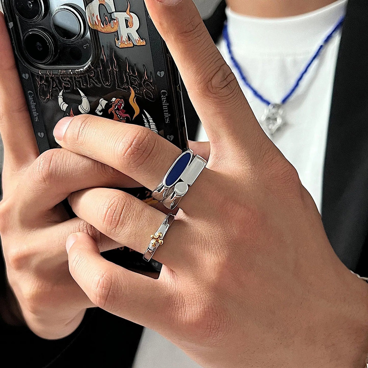 Blue Geometric Ring ArtsKoreanMan