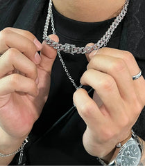 Colored Diamond Cuban Chain Necklace ArtsKoreanMan