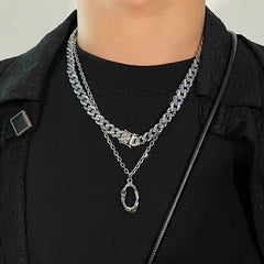 Colored Diamond Cuban Chain Necklace ArtsKoreanMan
