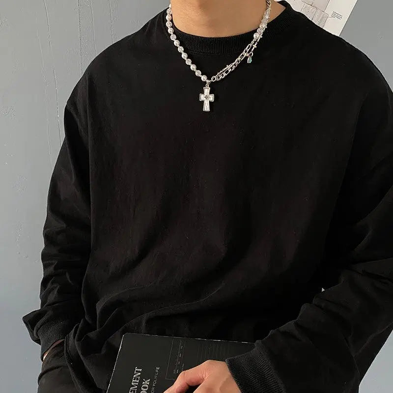 Cross Pearl Necklace ArtsKoreanMan