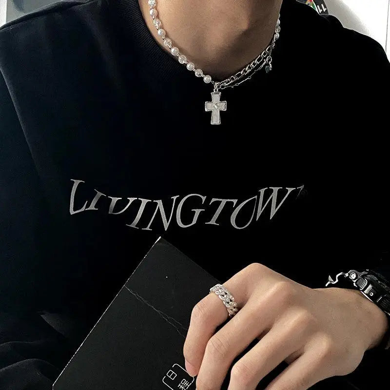 Cross Pearl Necklace ArtsKoreanMan
