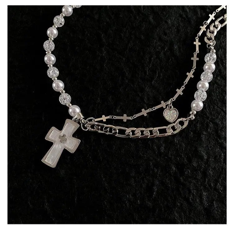 Cross Pearl Necklace ArtsKoreanMan