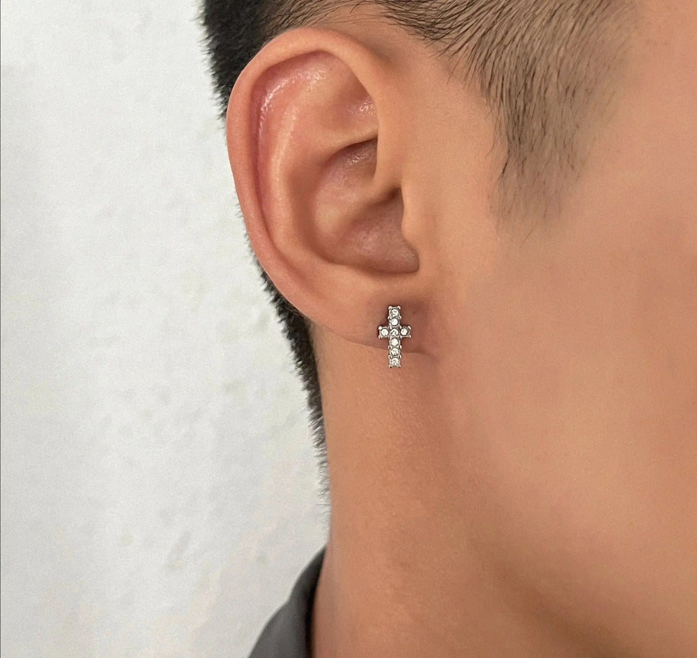 Diamond Cross Stud Earrings ArtsKoreanMan