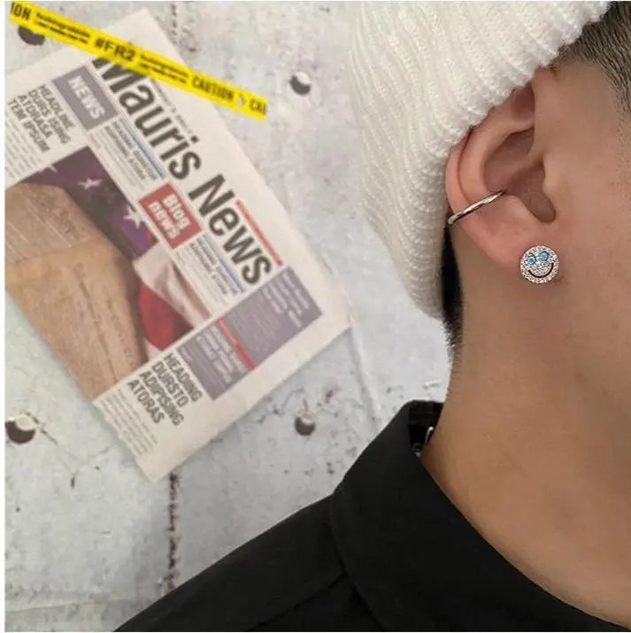 Diamond Smiley Face Earrings ArtsKoreanMan