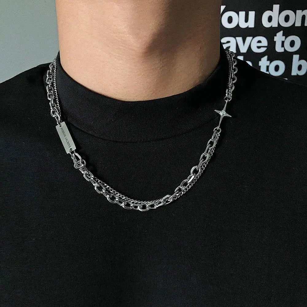 Double Chain Cross Necklace ArtsKoreanMan