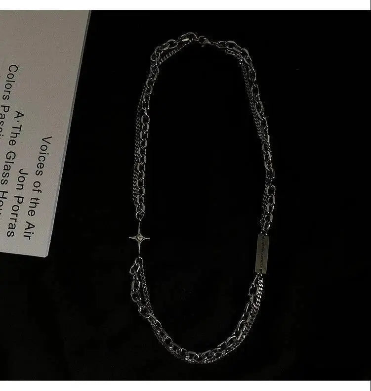 Double Chain Cross Necklace ArtsKoreanMan