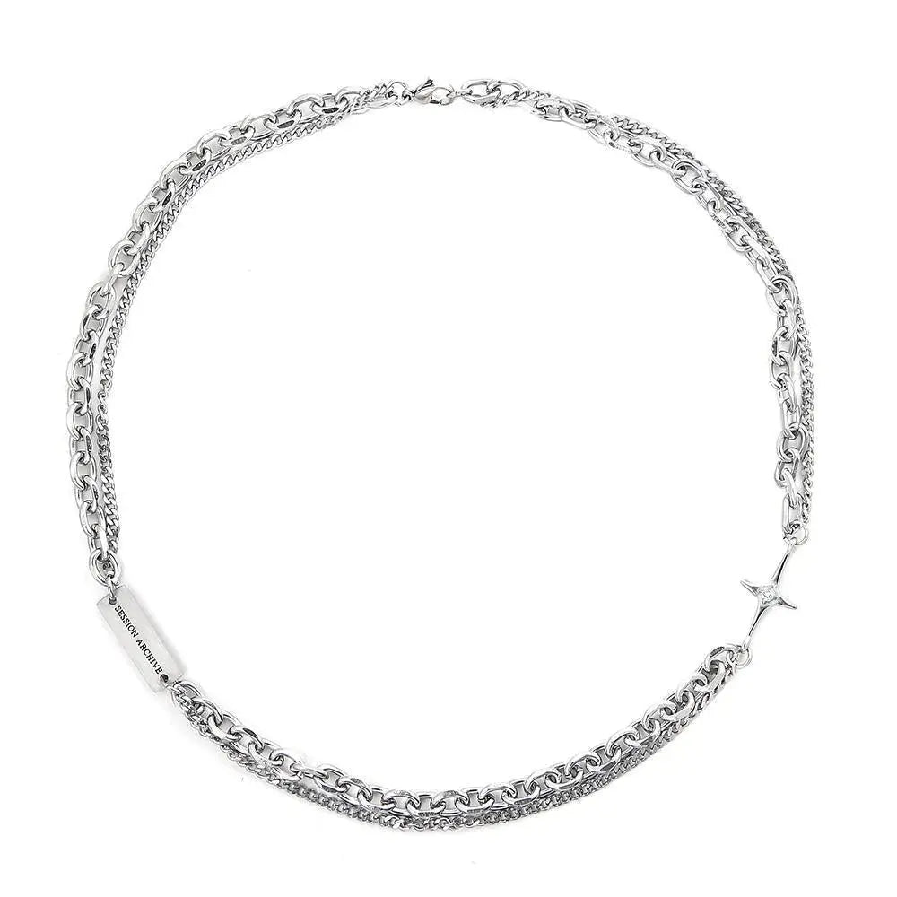 Double Chain Cross Necklace ArtsKoreanMan