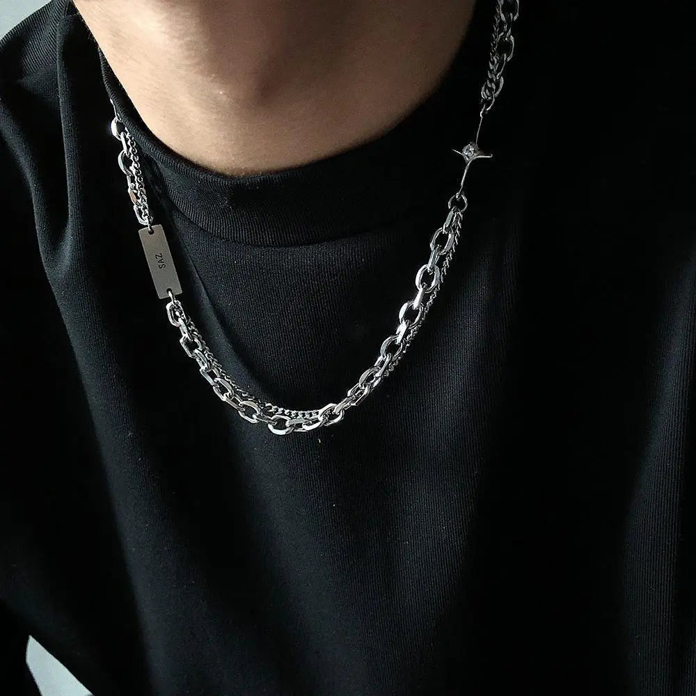 Double Chain Cross Necklace ArtsKoreanMan