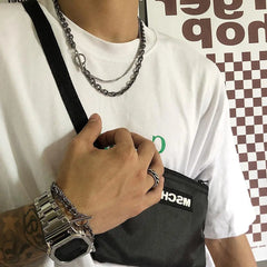 Double Chain Ot Buckle Necklace ArtsKoreanMan