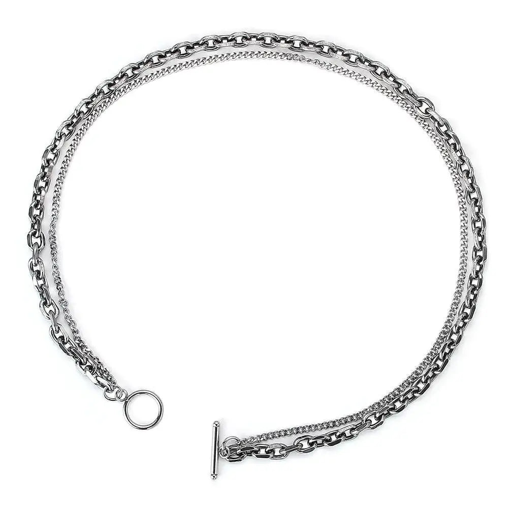 Double Chain Ot Buckle Necklace ArtsKoreanMan