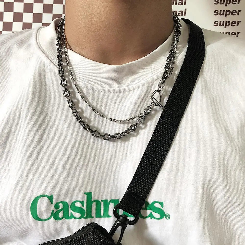 Double Chain Ot Buckle Necklace ArtsKoreanMan