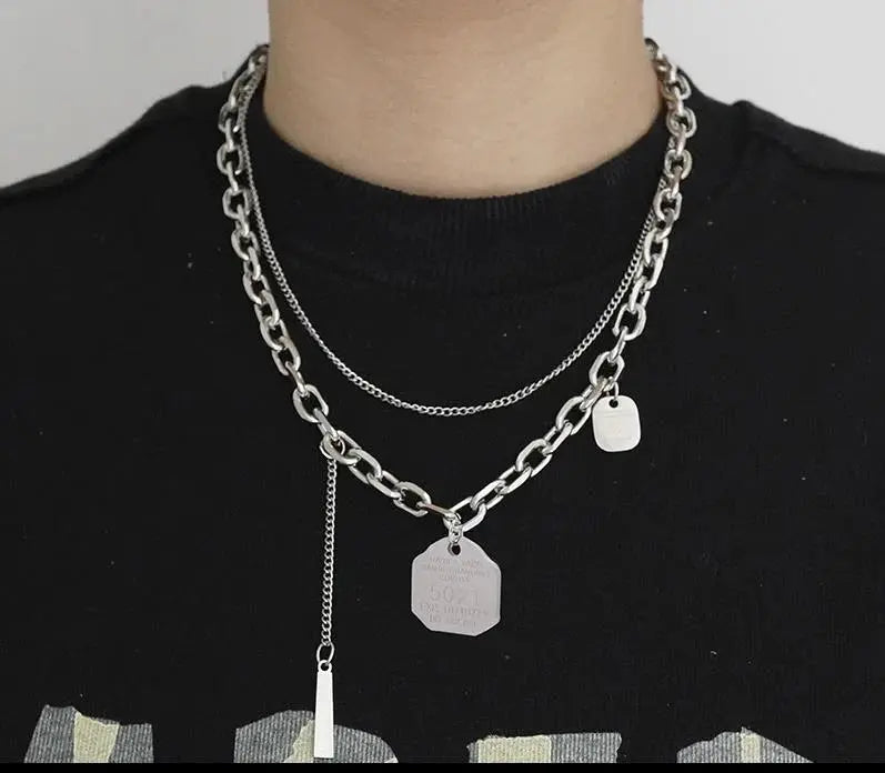 Double-Layer Chain Necklace ArtsKoreanMan