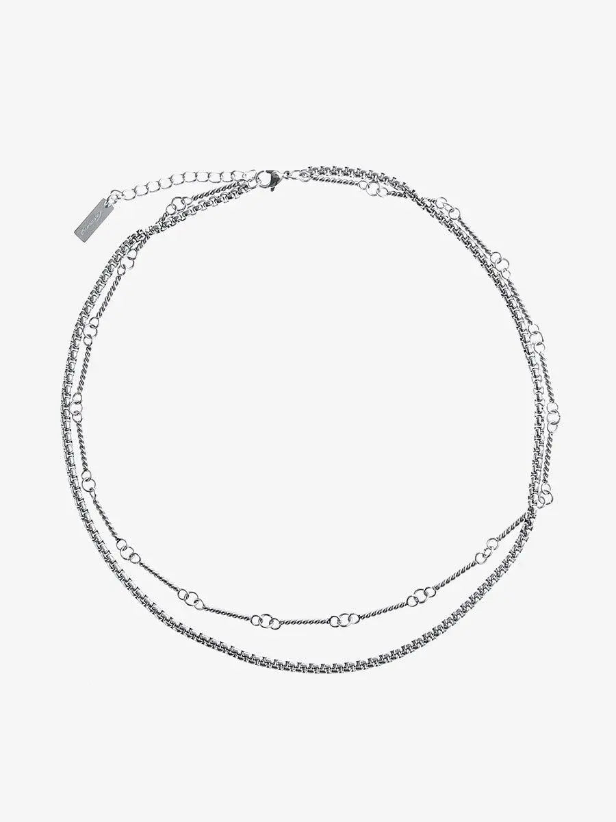 Double Layered Thin Chain Necklace ArtsKoreanMan