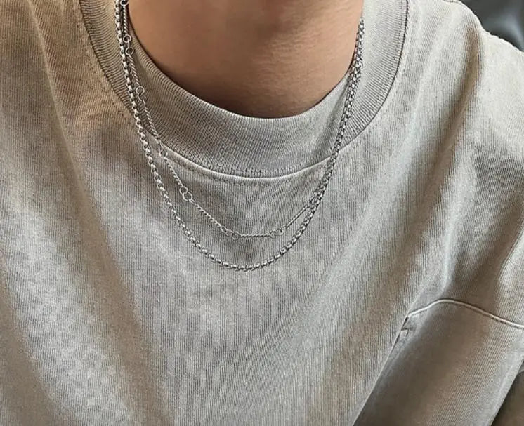Double Layered Thin Chain Necklace ArtsKoreanMan
