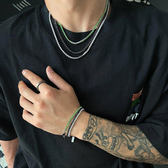 Double Layered Zircon Beads Necklace & Bracelet ArtsKoreanMan