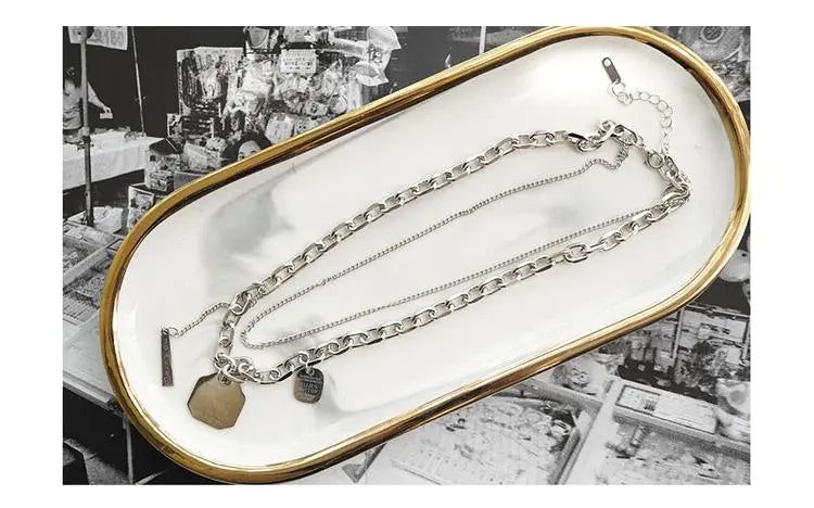 Double-Layer Chain Necklace ArtsKoreanMan