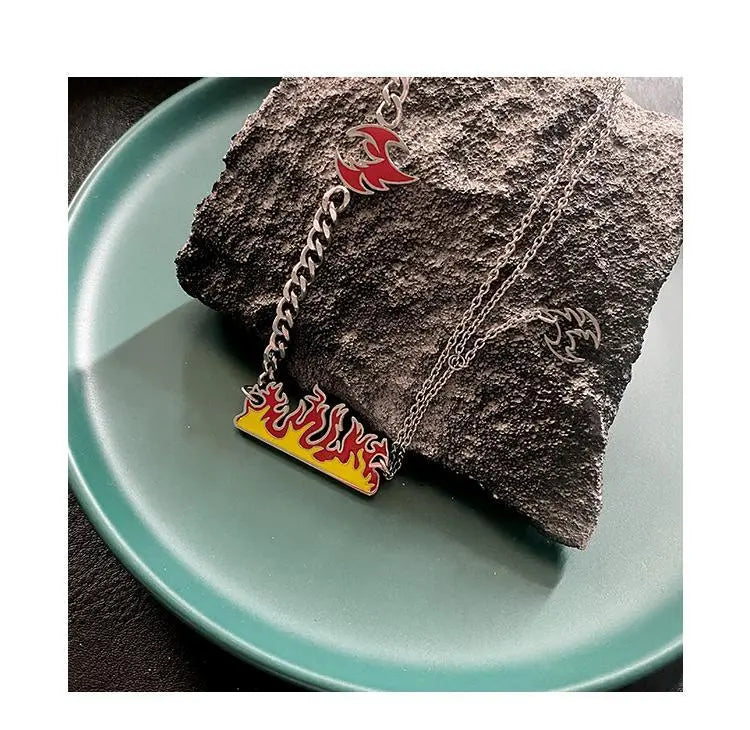 Flame Stitching Double-Layer Necklace ArtsKoreanMan