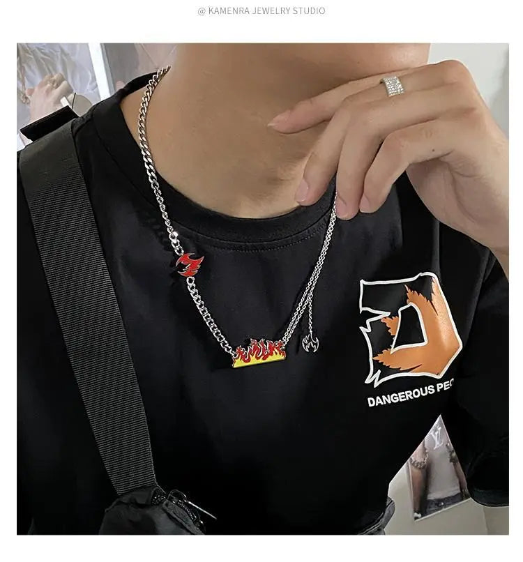 Flame Stitching Double-Layer Necklace ArtsKoreanMan