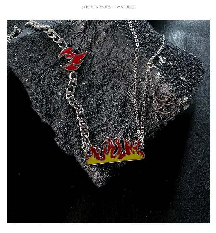 Flame Stitching Double-Layer Necklace ArtsKoreanMan