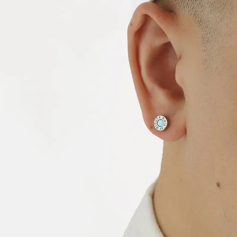 Letter Blue Earrings ArtsKoreanMan