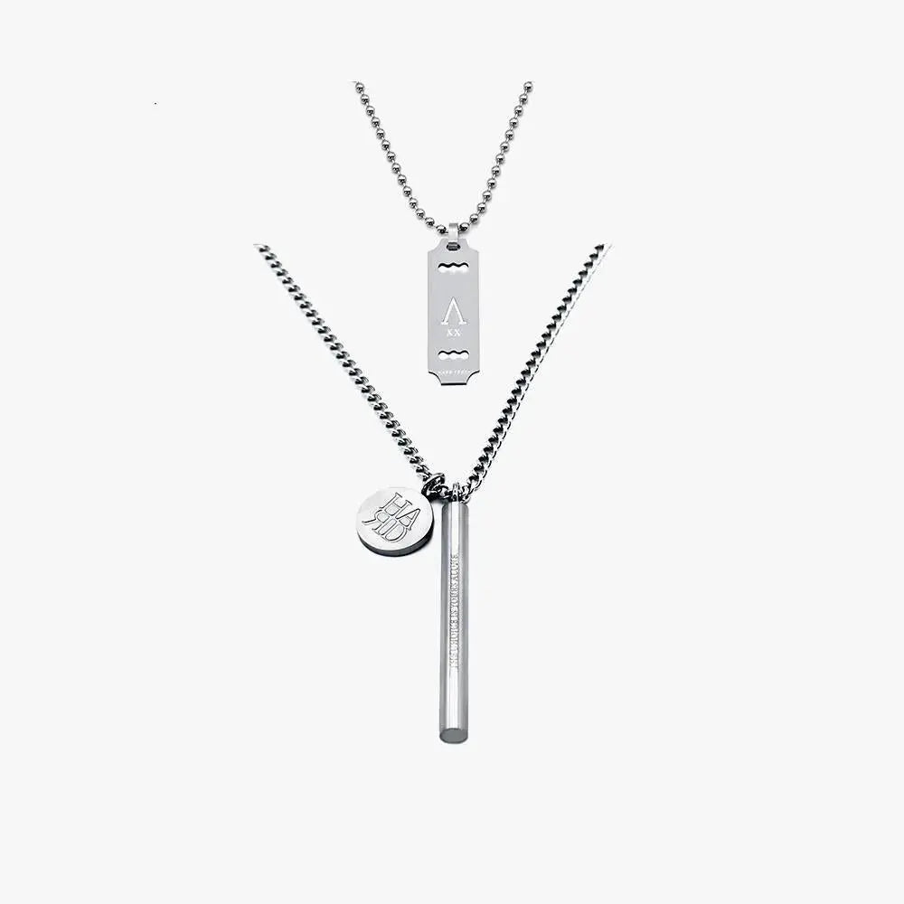 Metal Cylinder Pendant Necklace ArtsKoreanMan