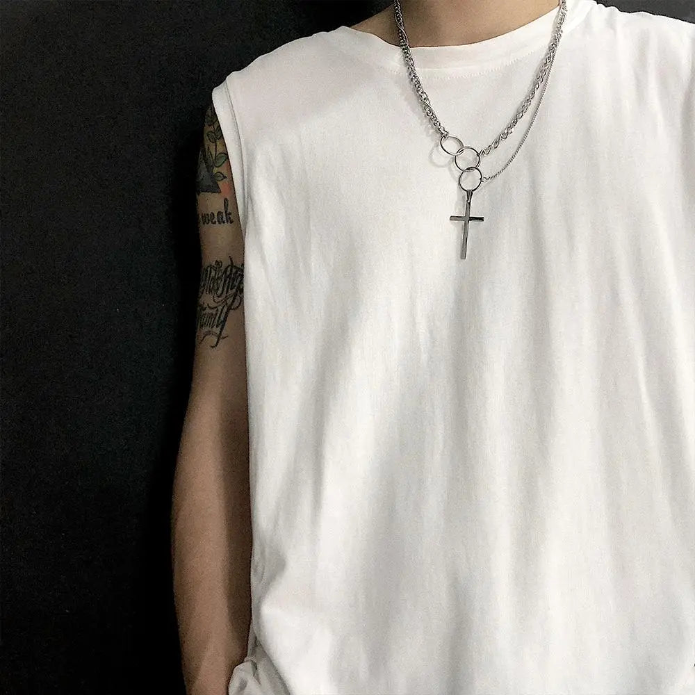 Multi-Layer Ring Cross Necklace ArtsKoreanMan