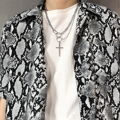 Multi-Layer Ring Cross Necklace ArtsKoreanMan