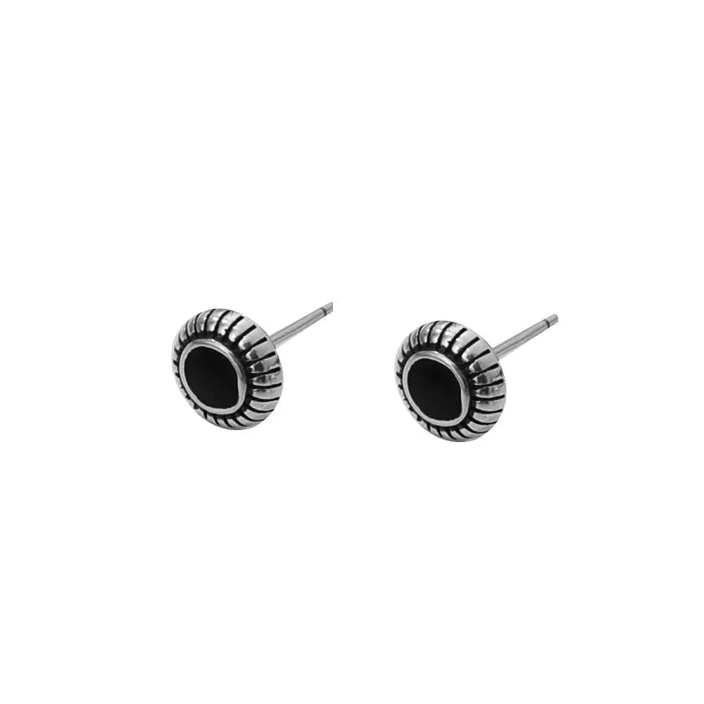 Oval Black Enamel Earrings ArtsKoreanMan