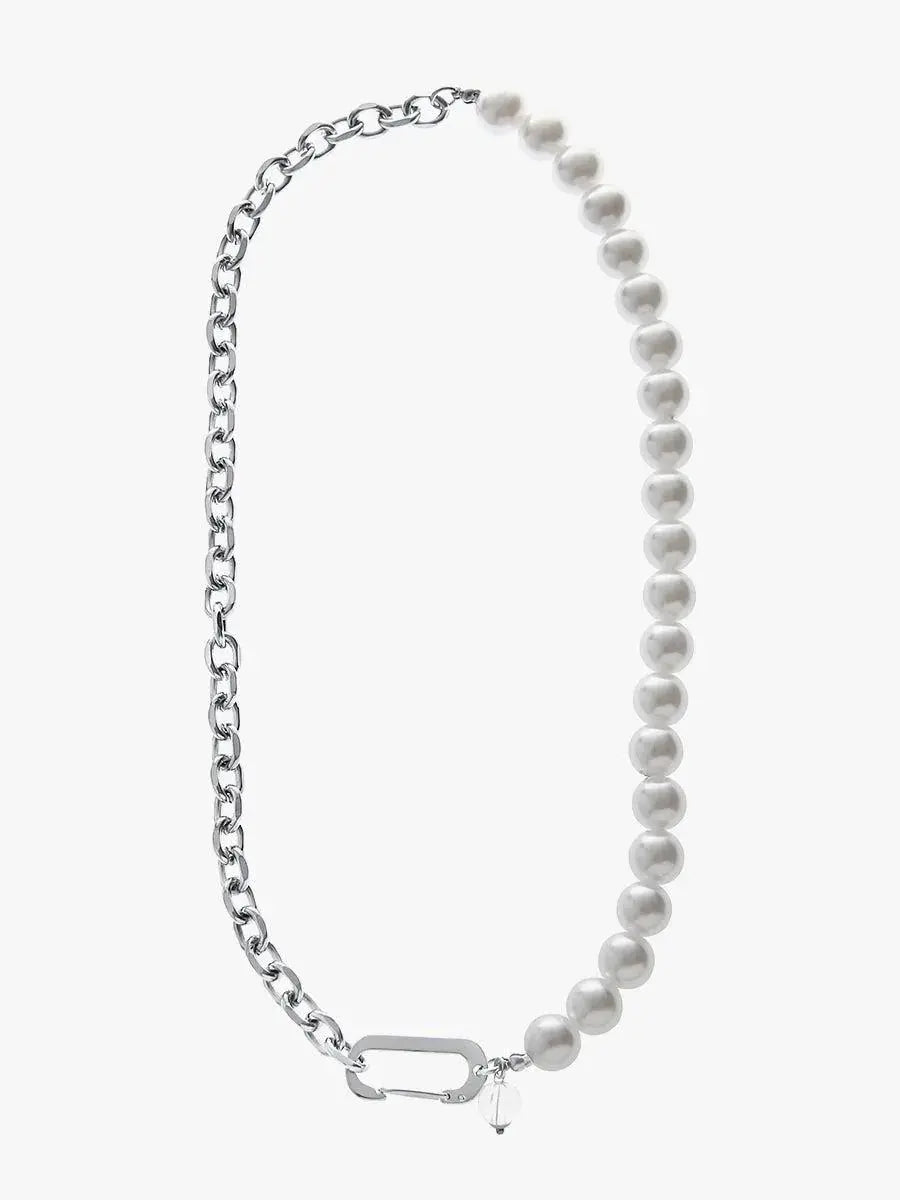Pearl Stitching Titanium Steel Chain Necklace ArtsKoreanMan