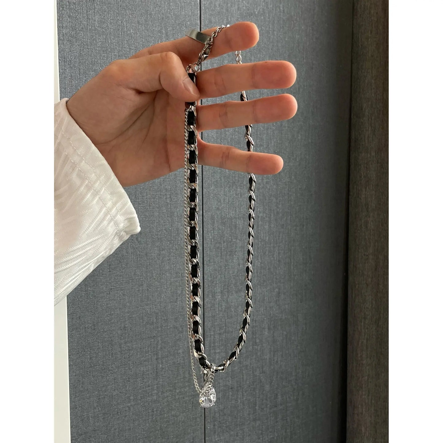 Pendant Gem Combination Leather Necklace ArtsKoreanMan