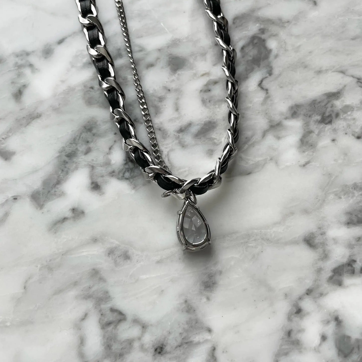 Pendant Gem Combination Leather Necklace ArtsKoreanMan