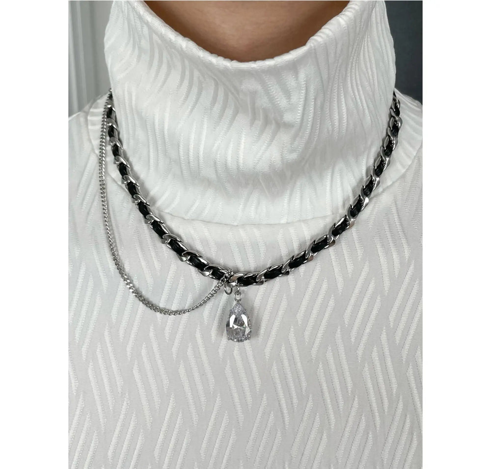 Pendant Gem Combination Leather Necklace ArtsKoreanMan