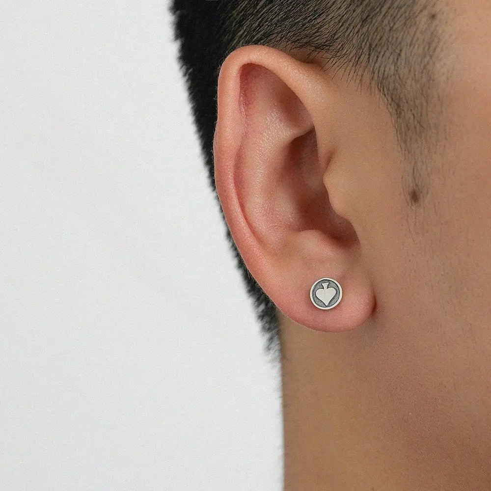 Poker Heart Shape Earrings ArtsKoreanMan