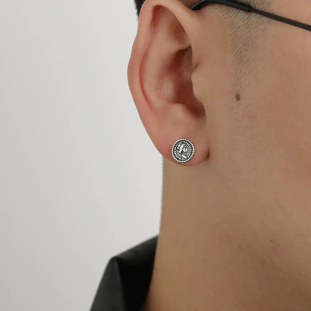 Portrait Coin Stud Earrings ArtsKoreanMan