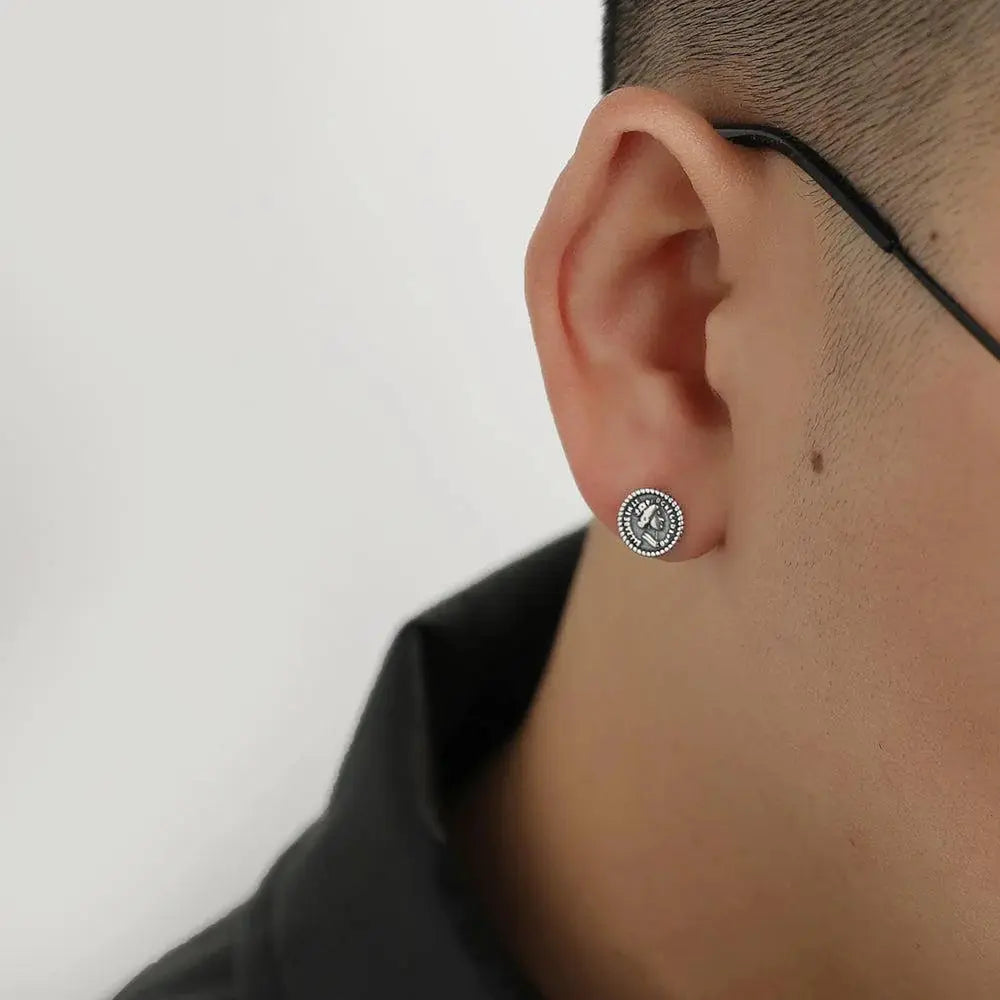 Portrait Coin Stud Earrings ArtsKoreanMan