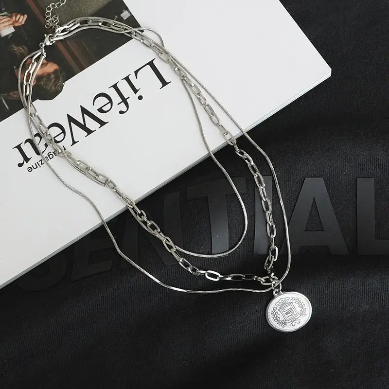 Portrait Multi-Layer Chain Necklace ArtsKoreanMan