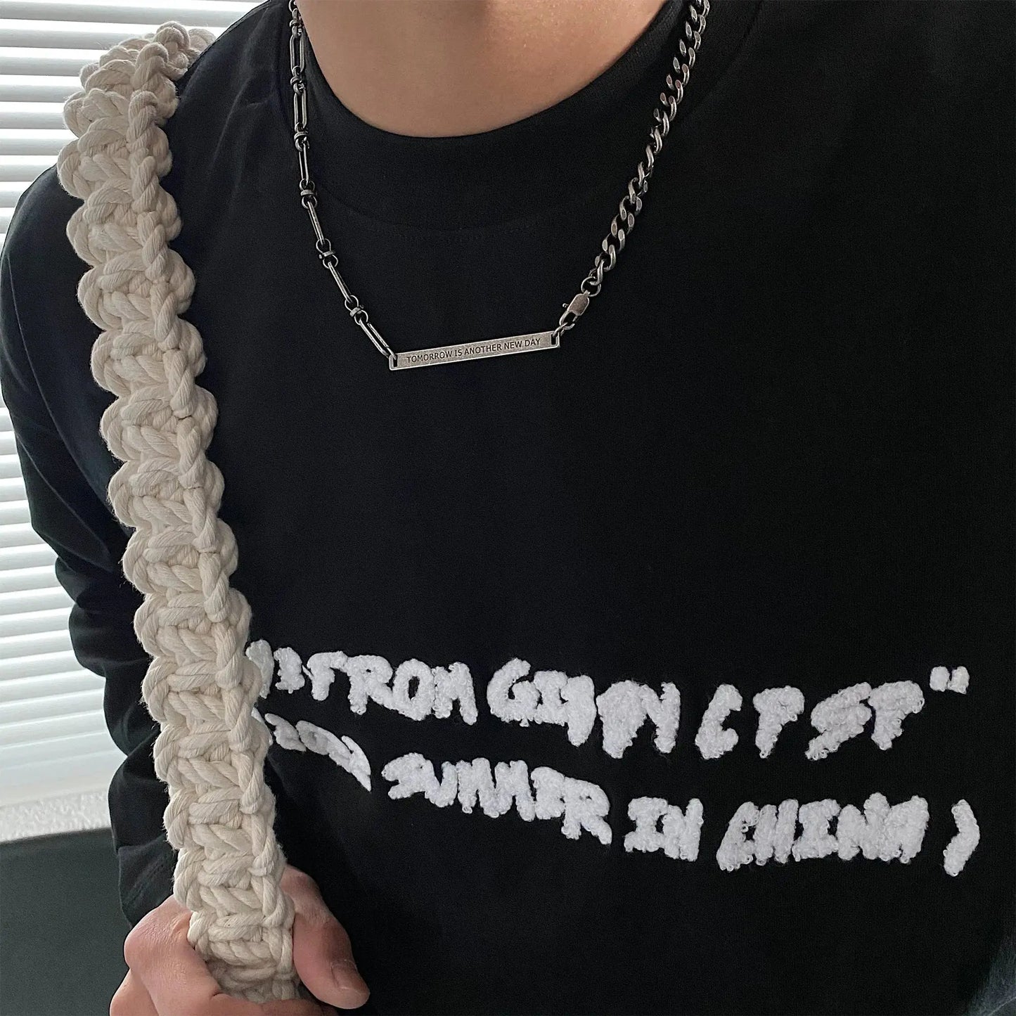 Rectangular Bar Necklace ArtsKoreanMan